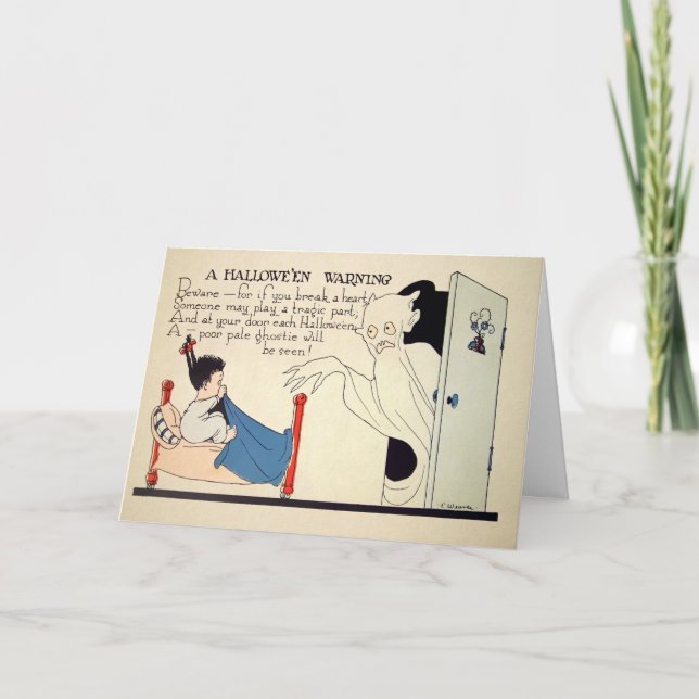 Carte d'avertissement vintage Déplaisant Halloween (Devant)