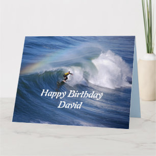 Carte David Happy Surfer D'Anniversaire Avec Arc En Ciel