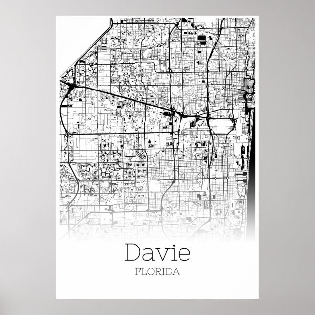 Carte Davie - Floride - Carte de ville Poster (Devant)