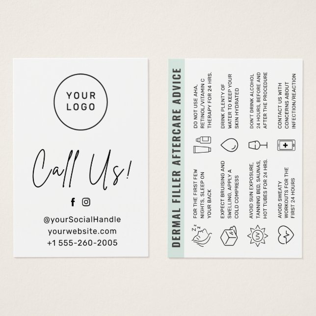 Carte d'avis de suivi de remplissage dermique du l (Devant & derrière)