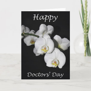 Carte Day White Orchid Flower de médecins heureux