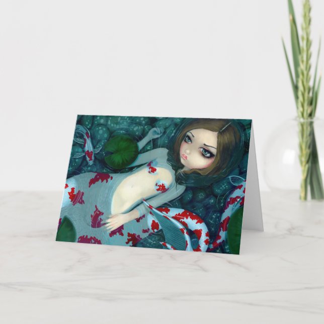 Carte "Daydreaming Koi Mermaid" Greeting Card (Devant)