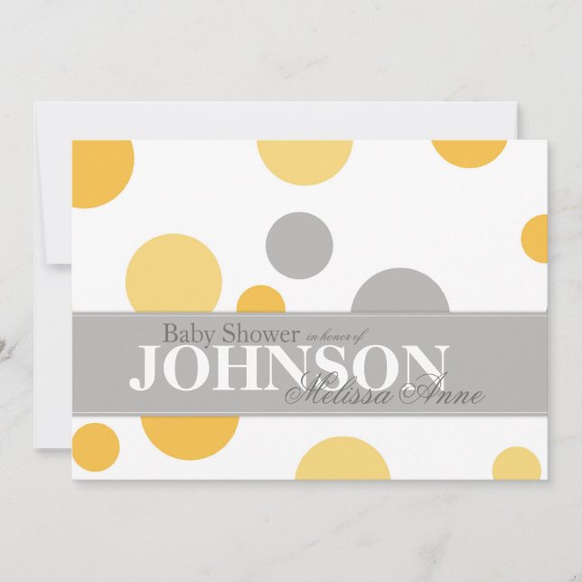 Carte d'Baby shower pour les grands points gris ja (Devant)