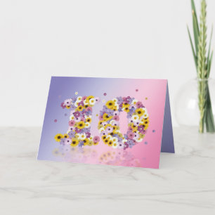 Carte de 10e anniversaire avec lettres fleuries
