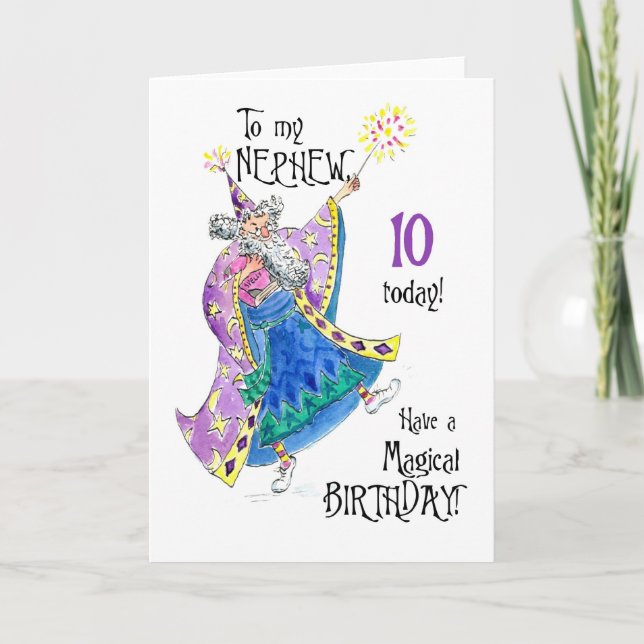 Carte de 10e anniversaire de magicien pour un Neph (Devant)
