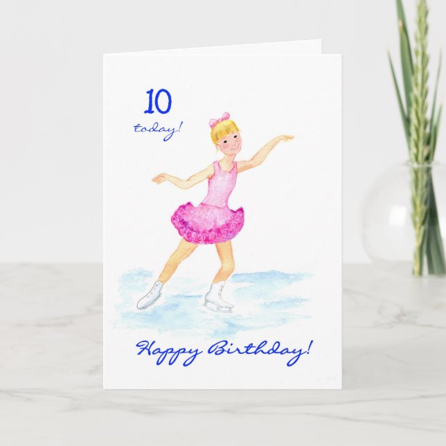 Carte de 10e anniversaire de patinage sur glace po (Devant)