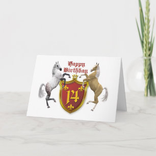 Carte de 14e anniversaire avec un blason