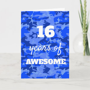 Carte de 16e anniversaire du Camouflage bleu