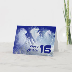 Carte de 16ème anniversaire avec des chevaux sauva