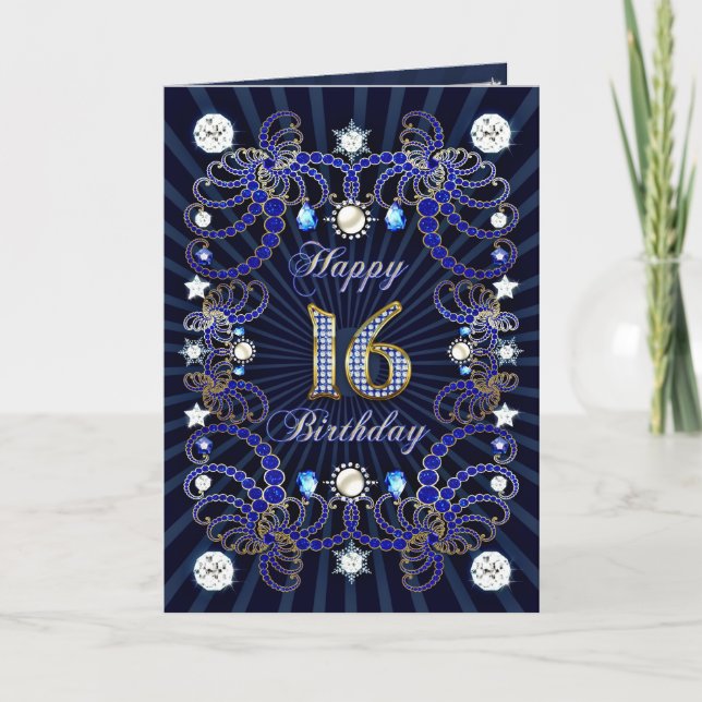 Carte de 16ème anniversaire avec des masses de bij (Devant)