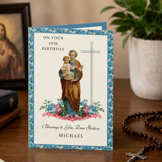 Carte de 18e anniversaire pour filleul catholique  (Créateur téléchargé)