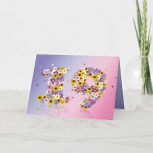 Carte de 19ème anniversaire avec lettres fleuries