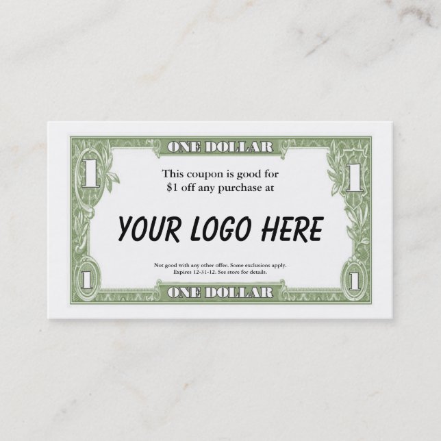 Carte de $1 bons (Devant)