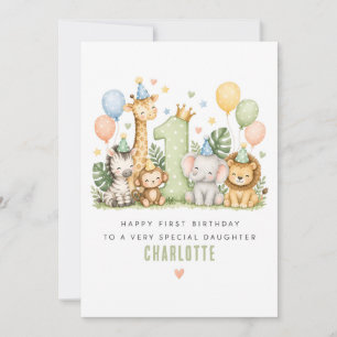 Carte de 1er anniversaire Safari personnalisée pou