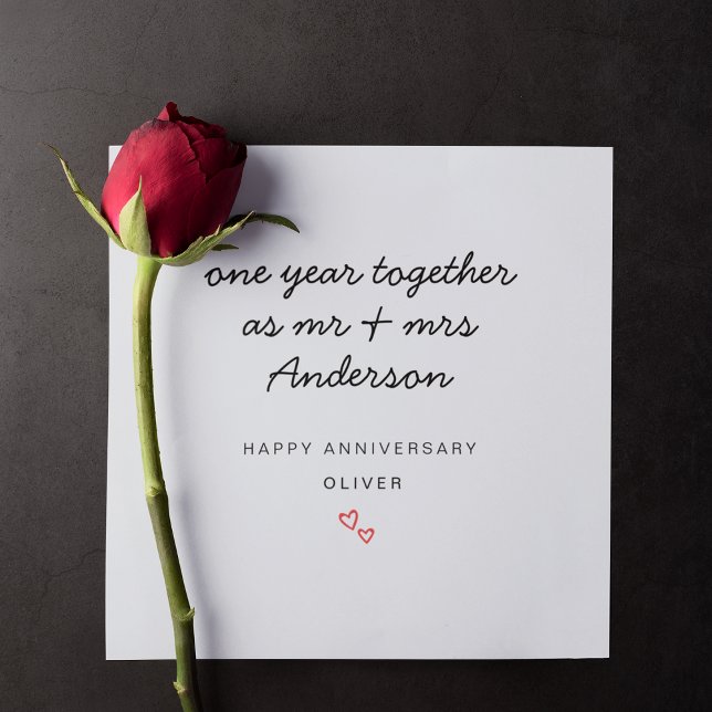Carte de 1ère anniversaire de mariage pour mari et (Front)