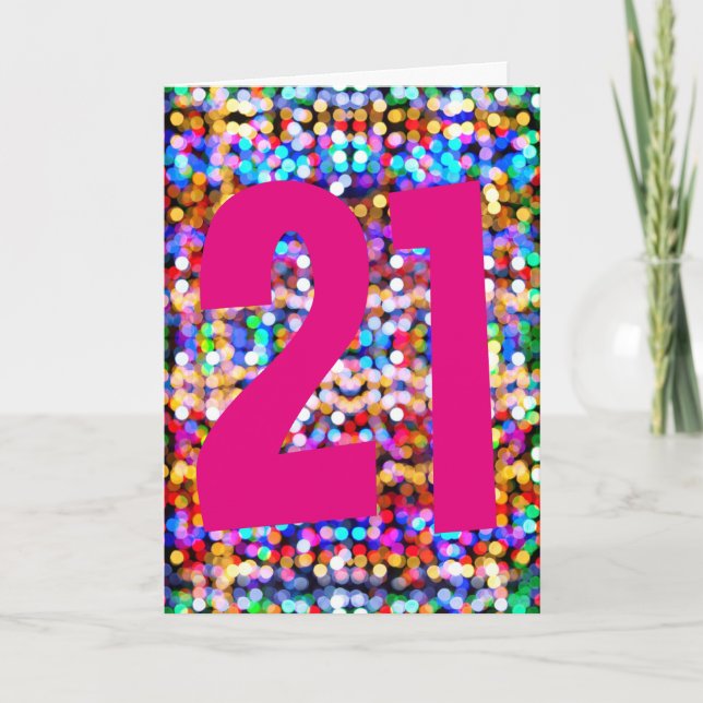 Carte de 21e anniversaire pour femme. Bright color (Devant)