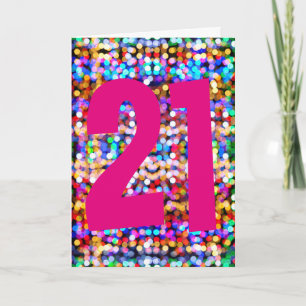 Carte de 21e anniversaire pour femme. Bright color