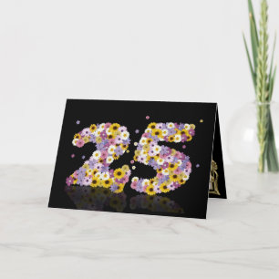 Carte de 25e anniversaire avec lettres fleuries