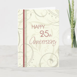 Carte de 25e anniversaire de mariage Beige Swirls 