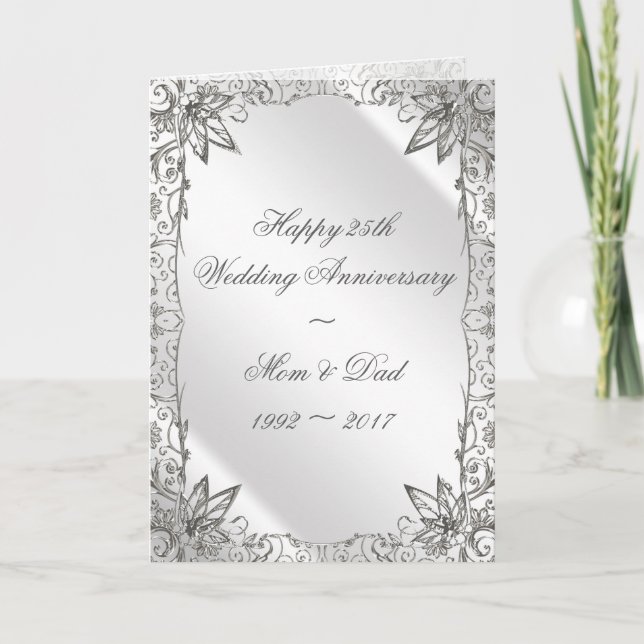 Carte de 25e anniversaire de mariage Flourish Silv (Devant)