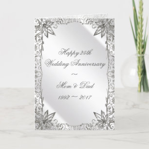 Carte de 25e anniversaire de mariage Flourish Silv