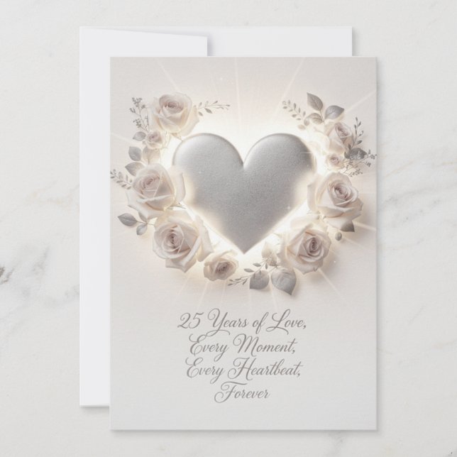Carte de 25e anniversaire de mariage – Luxe romant (Devant)