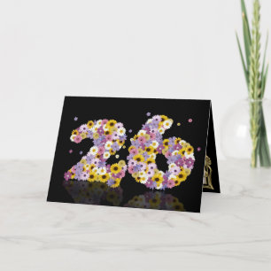 Carte de 26ème anniversaire avec lettres fleuries