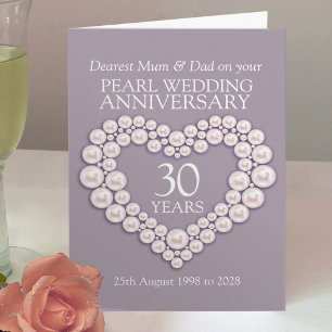 Carte de 30e anniversaire de mariage perle pour ma