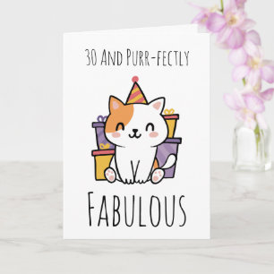 carte de 30e anniversaire du chat