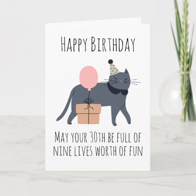carte de 30e anniversaire du chat (Devant)