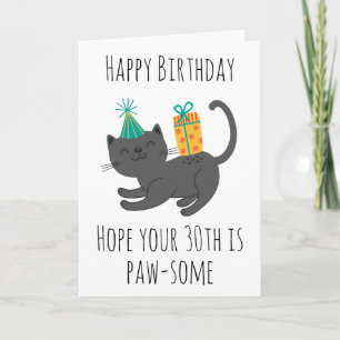 carte de 30e anniversaire du chat