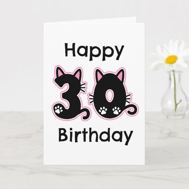 carte de 30e anniversaire du chat (Petite plante)