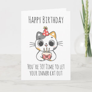 carte de 30e anniversaire du chat