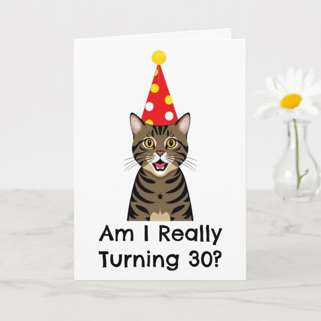 carte de 30e anniversaire du chat (Petite plante)