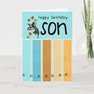 carte de 30e anniversaire son avec gâteau et souri