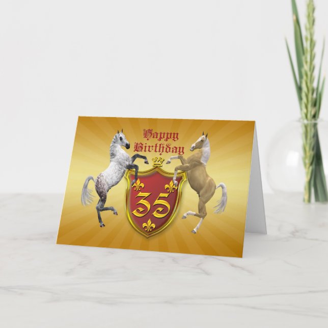 Carte de 35e anniversaire avec un blason (Devant)