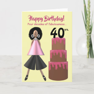 Carte de 40e anniversaire de la femme afro-américa