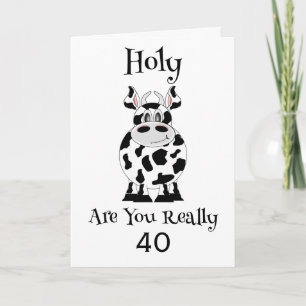 Carte de 40e anniversaire de la vache humoristique