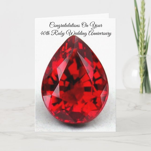 Carte de 40e anniversaire de mariage Rubis (Devant)