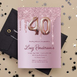 Carte de 40e anniversaire pour sa parties scintill<br><div class="desc">Budget 40e anniversaire invitation parties scintillant Une invitation moderne, élégante et glamour pour une fête de 40e anniversaire. Un faux arrière - plan à l'air rose, décoré de poussière de parties scintillant. Personnalisez et ajoutez votre nom et les détails de votre fête. Le numéro 40 est écrit avec une police...</div>