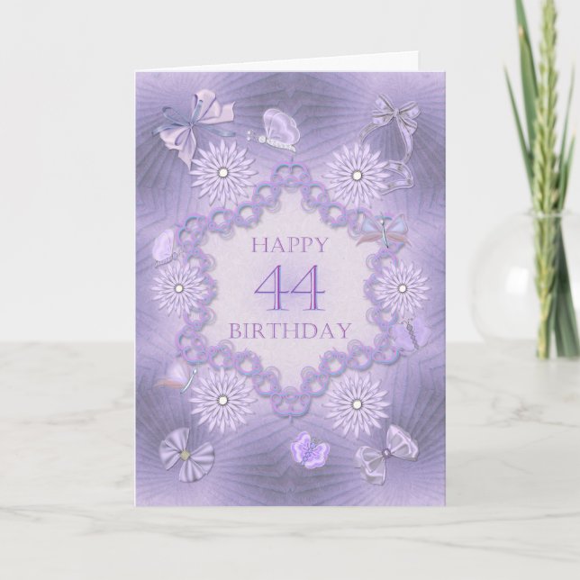 Carte de 44ème anniversaire avec fleurs de lavande (Devant)