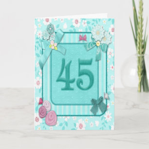 Carte de 45e anniversaire avec fleurs