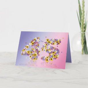 Carte de 45e anniversaire avec lettres fleuries
