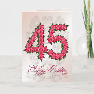 Carte de 45e anniversaire avec rose et feuille