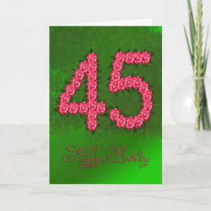Carte de 45e anniversaire avec rose et feuille