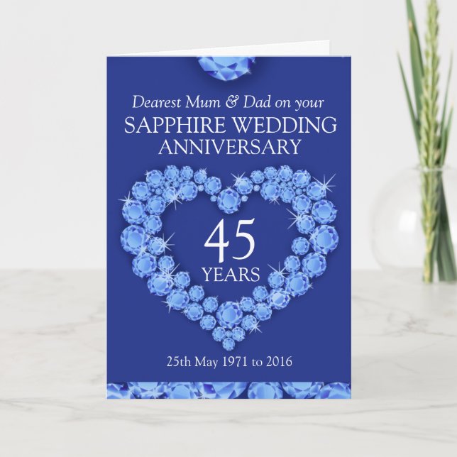 Carte de 45e anniversaire de mariage pour maman et (Devant)