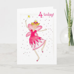 Carte de 4e anniversaire rose Fairy