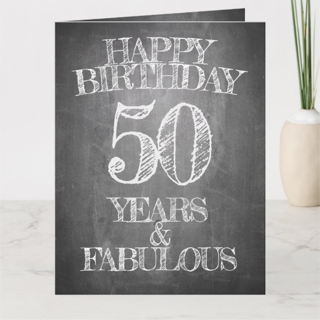 Carte de 50 ans de naissance style tableau noir (Devant)