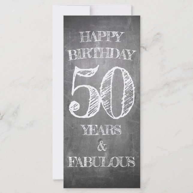 Carte de 50 ans de style tableau noir (Devant)