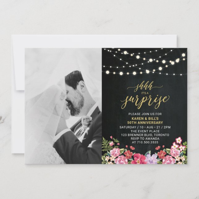 Carte de 50e anniversaire de mariage avec tableau  (Devant)